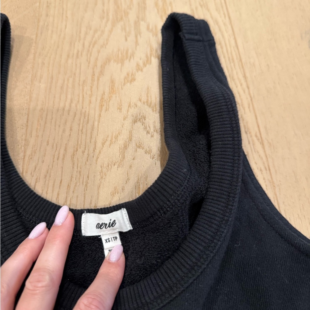aerie Black Side-Ruched Drawstring Maxi Skirt and matching top - Picture 5 of 5